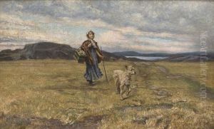 Walking Girl With A Dog by Marcus Gronvold