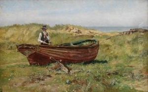 Mann Med Oks Ved En Jig 1888 by Marcus Gronvold