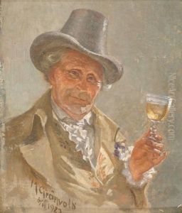 Mann Med Hatt Og Vinglass 1920 1920