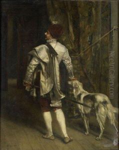 Gentilhomme Et Son Levrier by Lucien Alphonse Gros