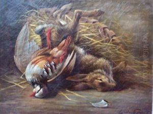 Nature Morte Au Lapin Et Au Perdreau by Lucien Alphonse Gros