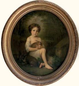 Portrait D'enfant Au Lapin. by Louis Aime Grosclaude