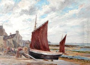 Sailboats On Shore by Peter Alfred Gross