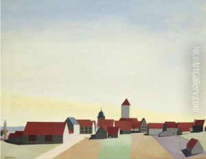 Dorflandschaft, Erlach Bei Wurzburg (village Landscape, Erlach Near Wurzburg) by Carl Grossberg
