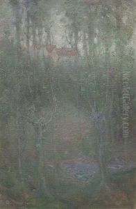 Wooded Scene With Houses by George Thomas Grosvenor
