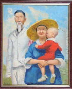 < Couple De Vietnamiens Avec Leurenfant >. by Antal Grosz