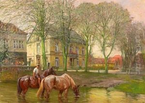 Horse Trough In Altmunster by Fritz Grotemeyer