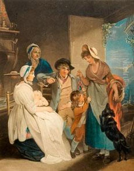 Paar Genreszenen Mit Bauernfamilien Beim Mittags- Und Nachtmahl - view 1