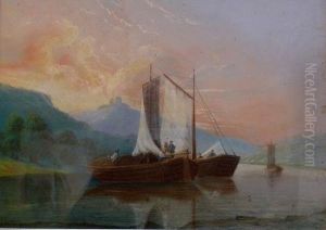 Boats Off The Coast by Louis Grube
