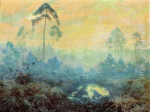 Bosgezicht Bij Ochtendgloren by Jan Grubinski