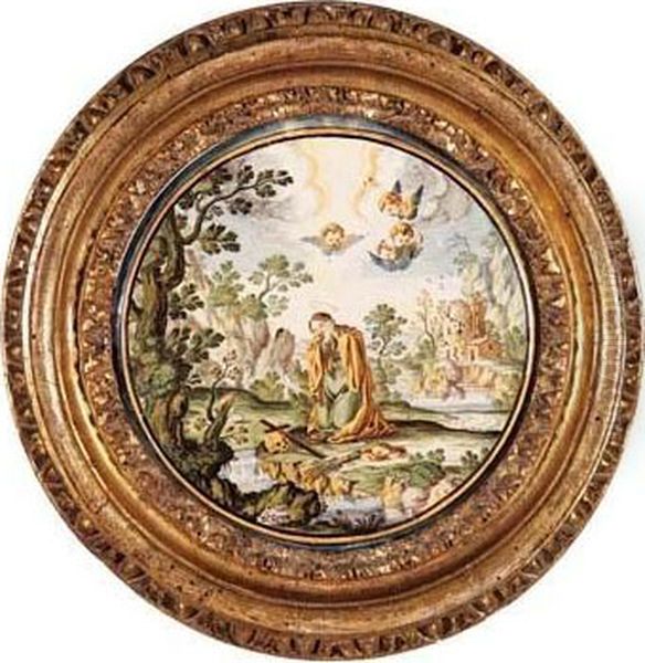 Maddalena Orante Sullo Sfondo Di Un Paesaggio Fluviale Turrito con Ricca Vegetazione. - view 1