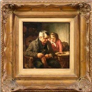 Grosvater Mit Enkeltochter by Albrecht Grueber