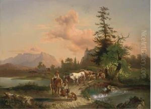 Herding The Cattle Over A Bridge - view 1