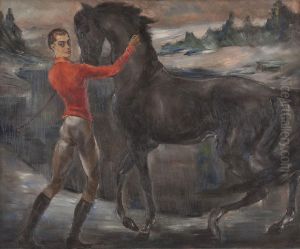 Herrenportrait Mit Pferd by Arthur Grunenberg