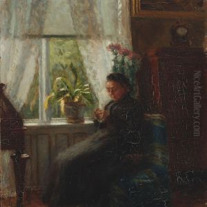 Interior With A Woman By The Window by Gustava Gruner