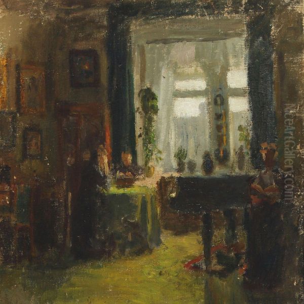 Interior With People Reading And Sewing - view 1