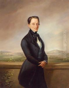 Portrait Eines Herren Vor Weiter Landschaft