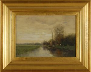 Dutch Canal Scene by Charles Paul Gruppe