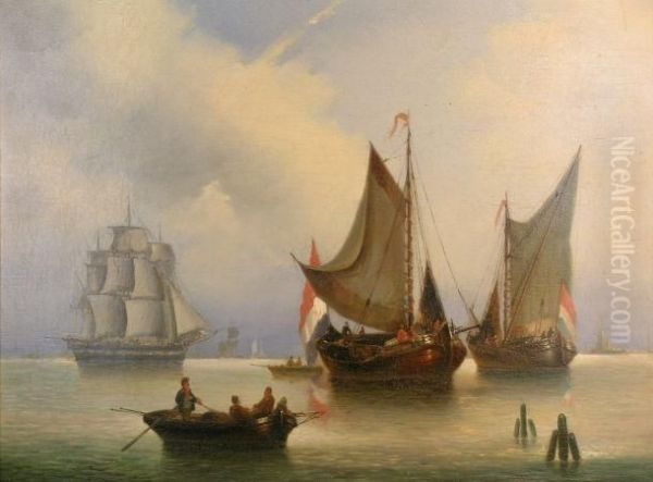 Dutch Sailboats Moored In An Estuary - view 1