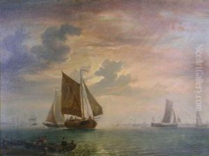Dutch Vessels At Sunset by Willem Jun Gruyter