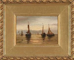 Auslaufende Fischerboote Im Morgengrauen