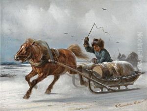 Sleigh Driver by Petr Nicolaevich Gruzinsky