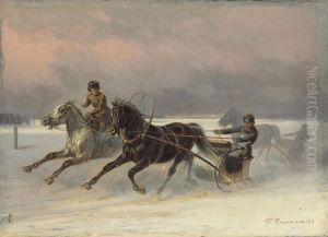 Galloping Through The Snow by Petr Nicolaevich Gruzinsky