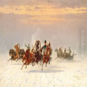 Soldiers On Troikas At High Speed by Petr Nicolaevich Gruzinsky
