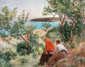 Jeune Couple Sous Les Citronniers by Laurent Gsell