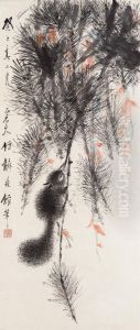 Squirrel, Pine And Autumn Leaves by Xu Gu