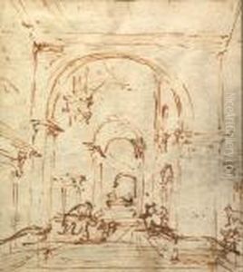 Fantaisie Architecturale Animee, Etude De Perspective by Francesco Guardi