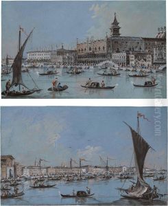 The Doge's Palace, Venice, From The Bacino; And Venice: The Zattere by Giacomo Guardi