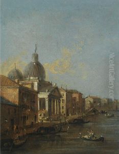 Venice, A View Of The Grand Canal With The Church Of San Simeone Piccolo by Giacomo Guardi