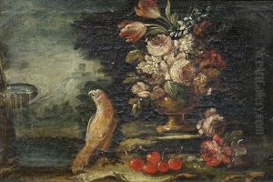 Stillleben Mit Einem Sittich Und Blumen Stillleben Mit Einem Sittich Und Blumen