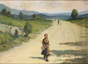 Studio Per Paesaggio Con Contadina by Giovanni Guarlotti