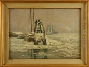 Schiffe Und Schuten Im Packeis by Rudolf Guba