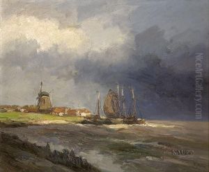 Norddeutsche Uferpartie Mit Von Der See Her Aufziehenden Gewitterwolken