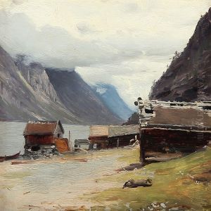 Fiord Scene On A Cloudy Summer Day by Hans Fredrik Gude