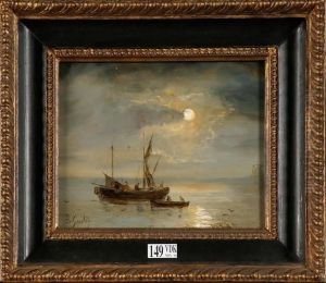 Marine Au Clair De Lune by Herminie Gudin