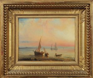 Marine Au Soleil Couchant by Theodore Gudin