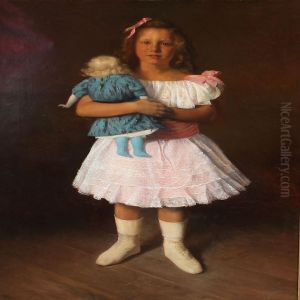 Portrait Of A Girl With A Doll by Johan Gudmundsen-Holmgreen