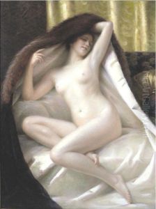 Young Woman Wrapped In A Fur Blanket