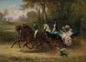 La Promenade En Caleche by Eugene Charles Fr. Guerard