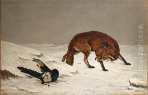 Le Renard Guettant La Pie Blessee by Henri Charles Guerard