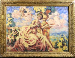 Elegante A L'eventail by Charles Francois Prosper Guerin