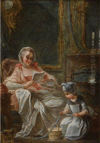 Scenes D'interieur Avec Une Jeune Femme Et Un Enfant - view 1