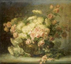 Nature Morte Au Bouquet De Fleurs Dans Un Vase En by Therese Guerin