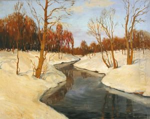 Paysage Hivernal Avec La Riviere by Mikhail Markianovitch Guermatcheff