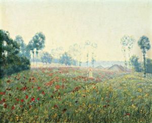 Jeune Femme Dans Un Champ Fleuri by Armand Guery