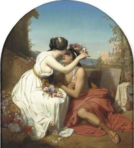Der Mater Pausias Und Das Blumenmadchen Glykere by Godfried Guffens